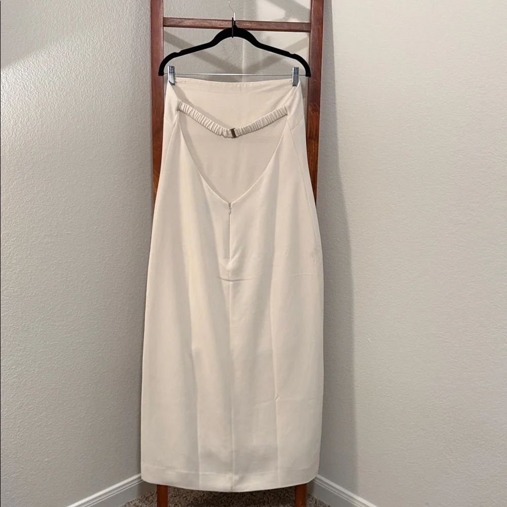 Reformation Nino Dress in Fior Di Latte Cream Strapless Midi Size 10 - Picture 4 of 9